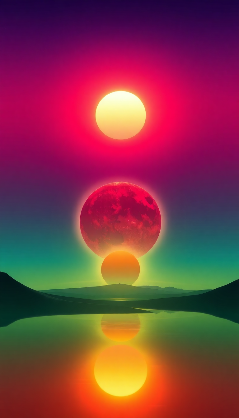 Icy Different Suns Three Sunrise Digital art Wallpaper