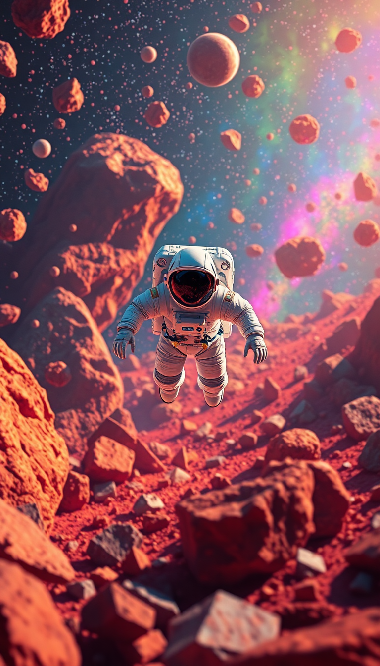 Pastel Floating Through Colorful Asteroid Digital art Wallpaper