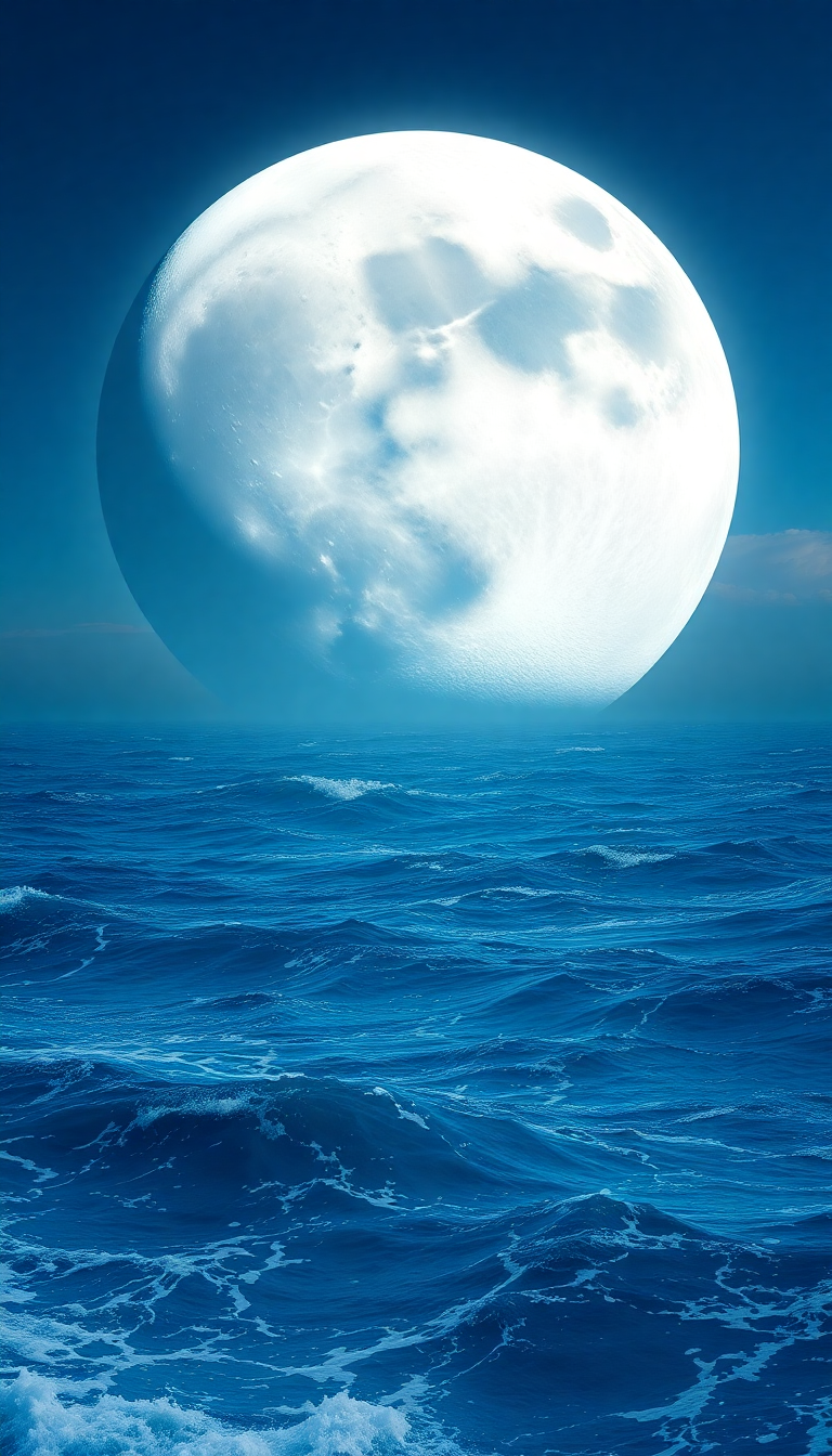 Digital art Vivid Moon Touching Ocean Wallpaper
