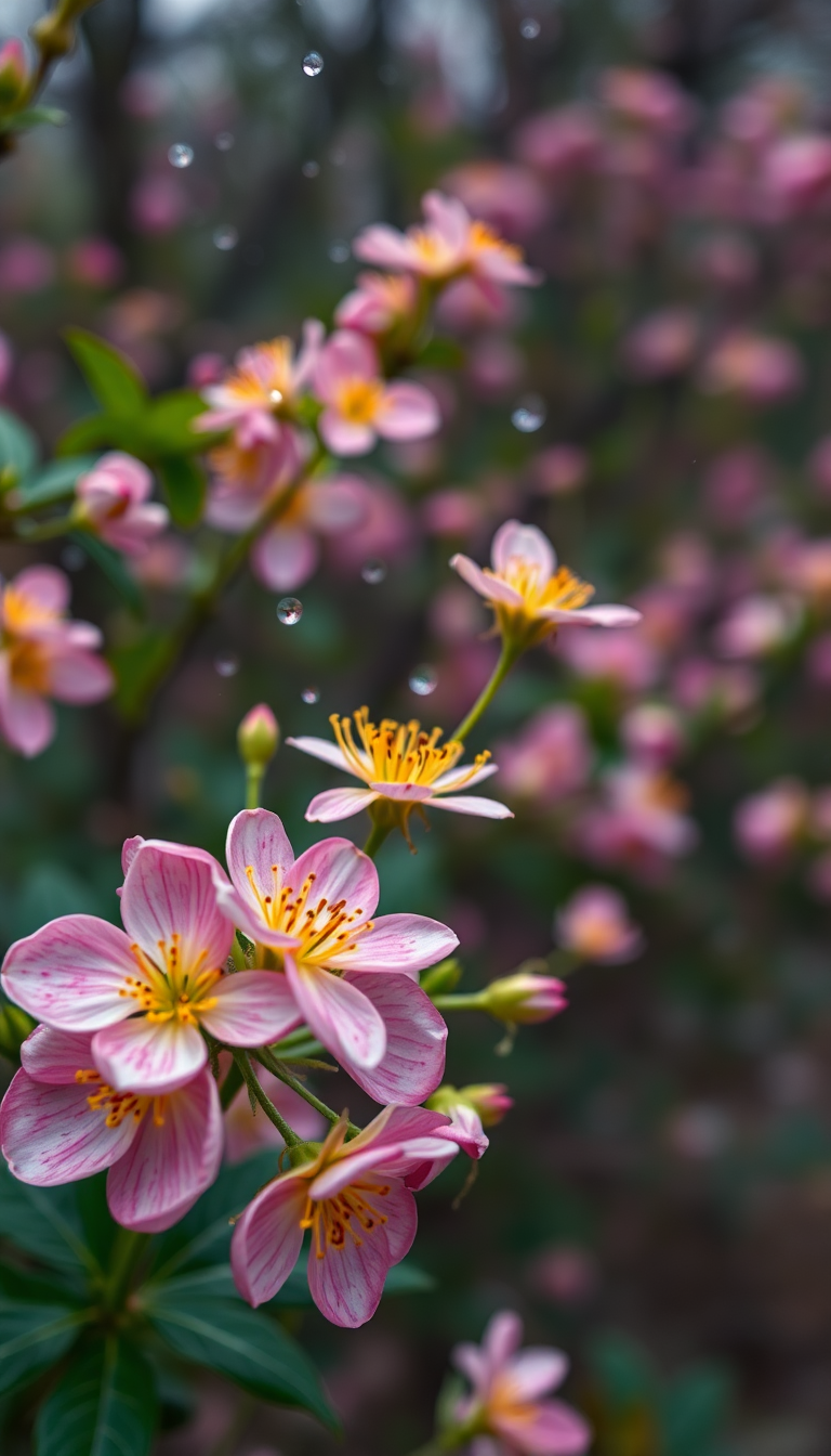 Wild Time Blooming Flower Rain Aesthetic Wallpaper