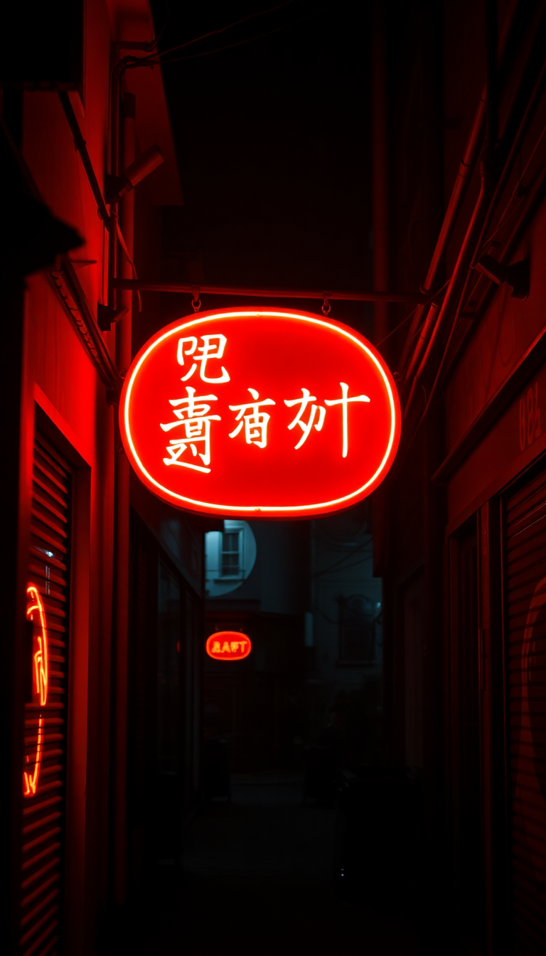 Dramatic Neon Flickering Alley Aesthetic Wallpaper