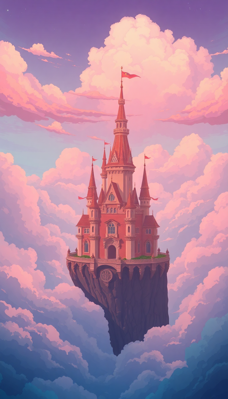 Studio Ghibli Style Floating Castle Clouds Anime 4K Wallpaper