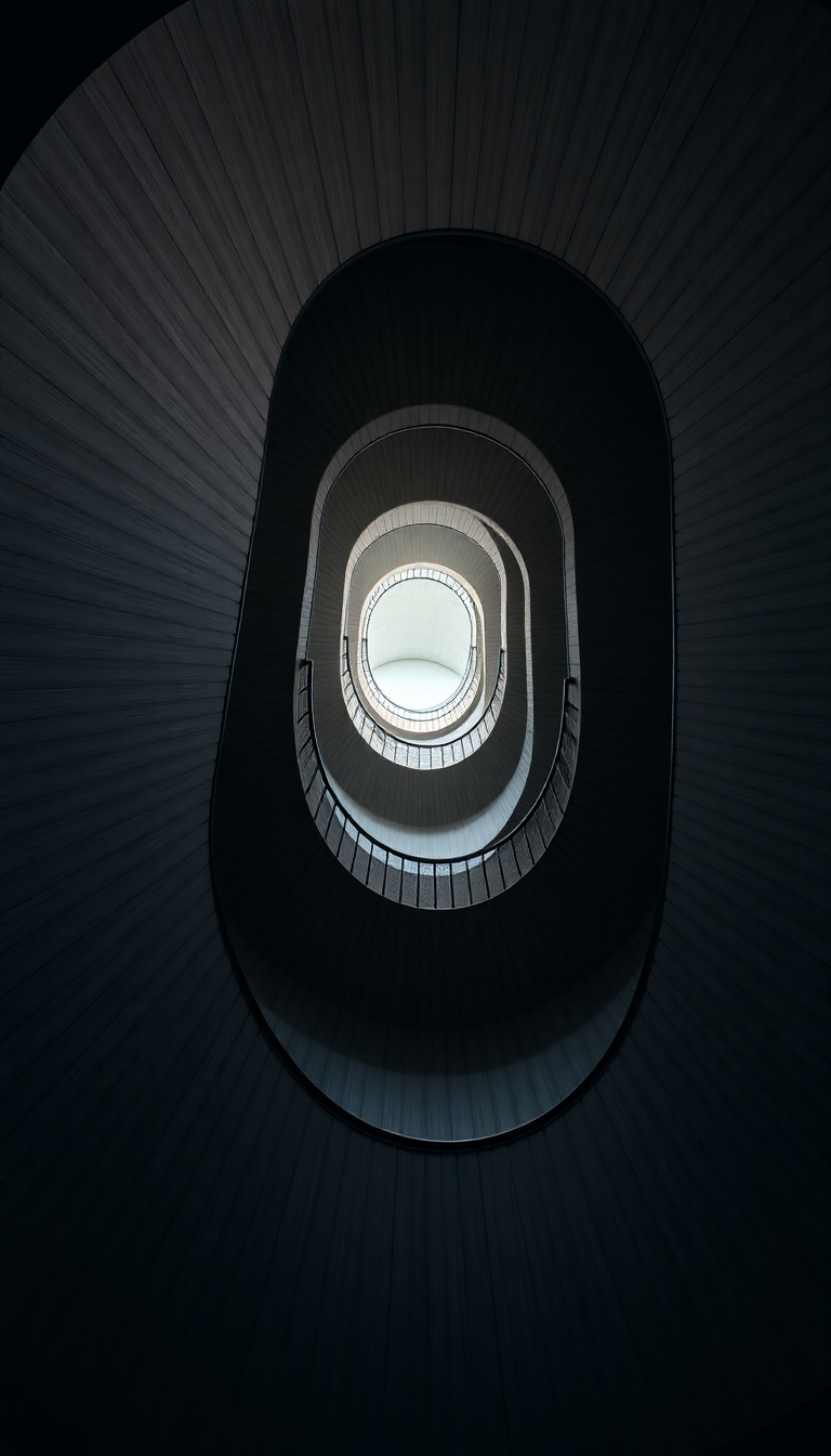 Mystic Endless Up Looking Staircase Photorealistic Wallpaper