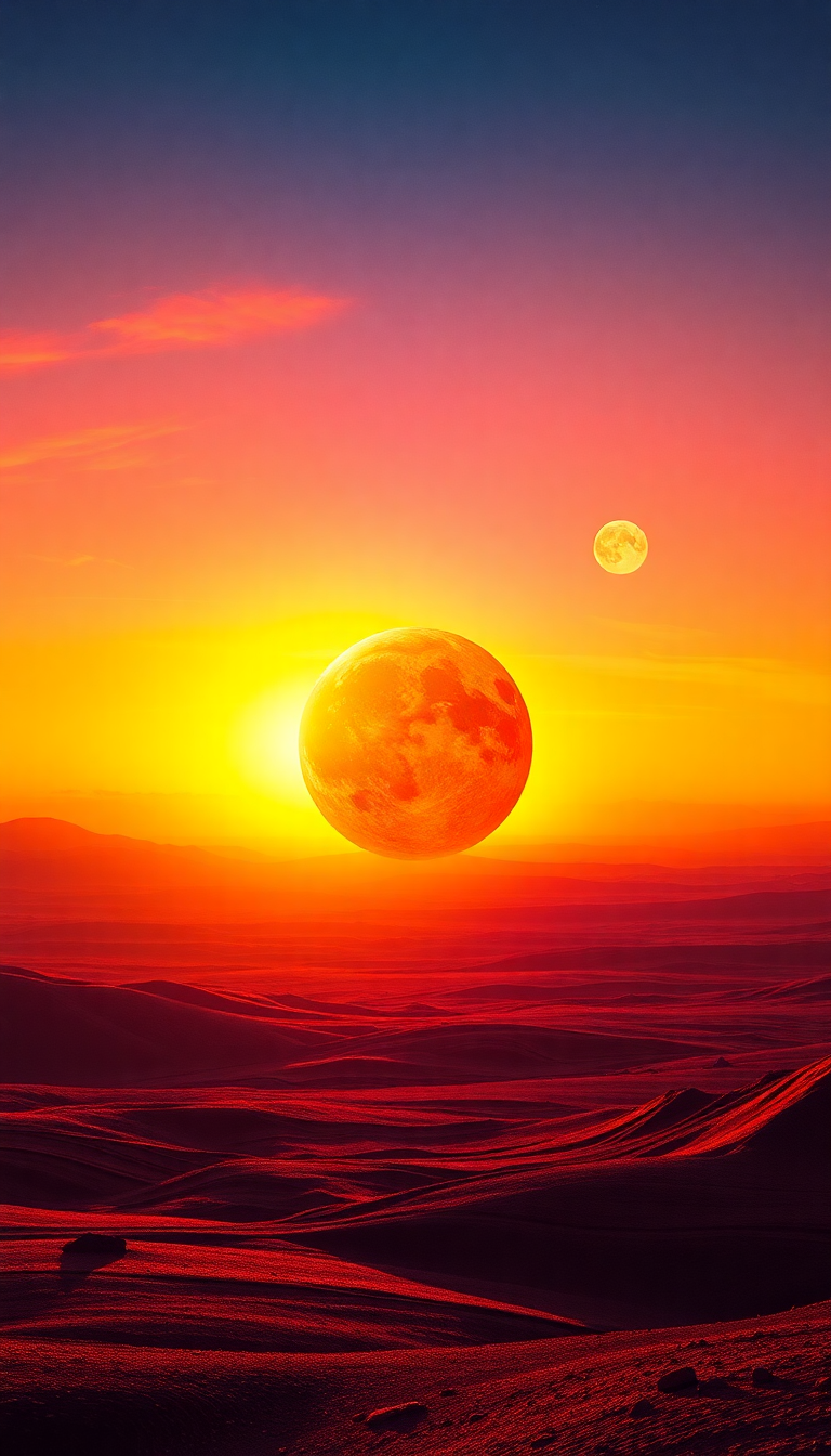 Minimalist Alien Sunrise Three Suns Different Wallpaper