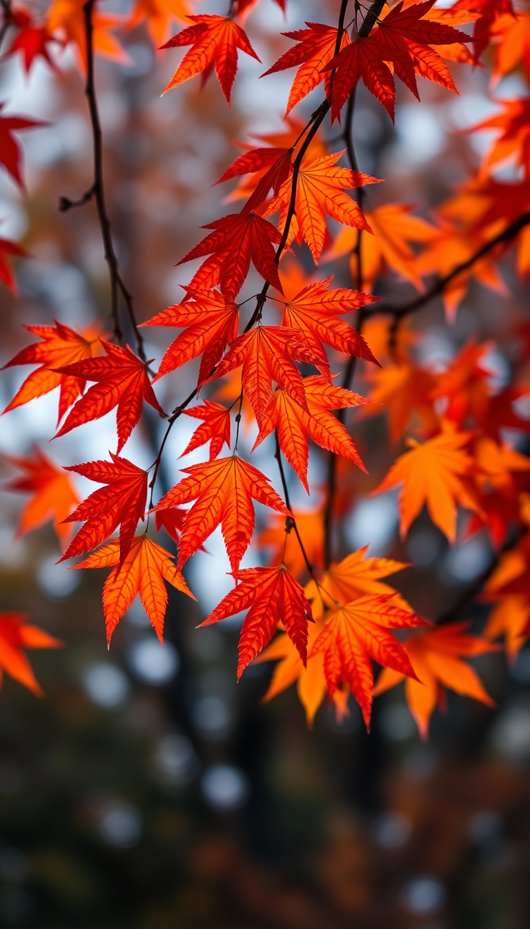 Photorealistic Dazzling Leaves Falling Maple Wallpaper