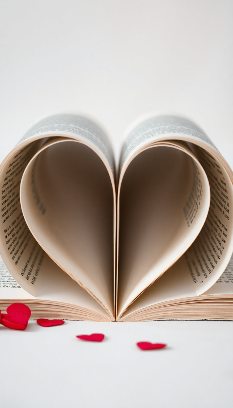 Book Pages Heart Shape Romantic Aesthetic Mega Wallpaper