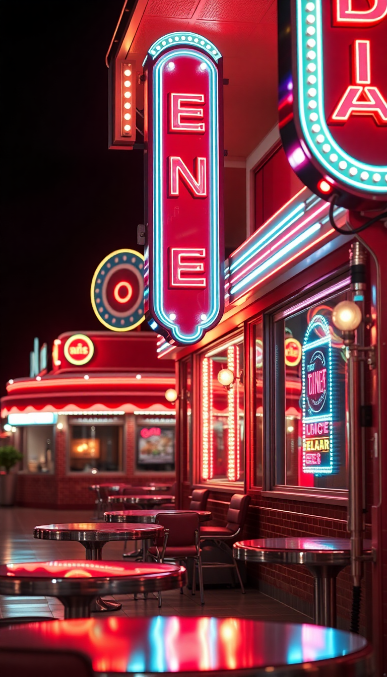 Retro Diner Neon Cosmic HD Wallpaper