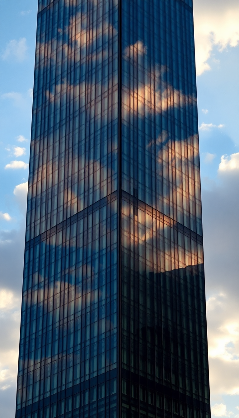 Arctic Glass Skyscraper Reflections Clouds Warped Wallpaper