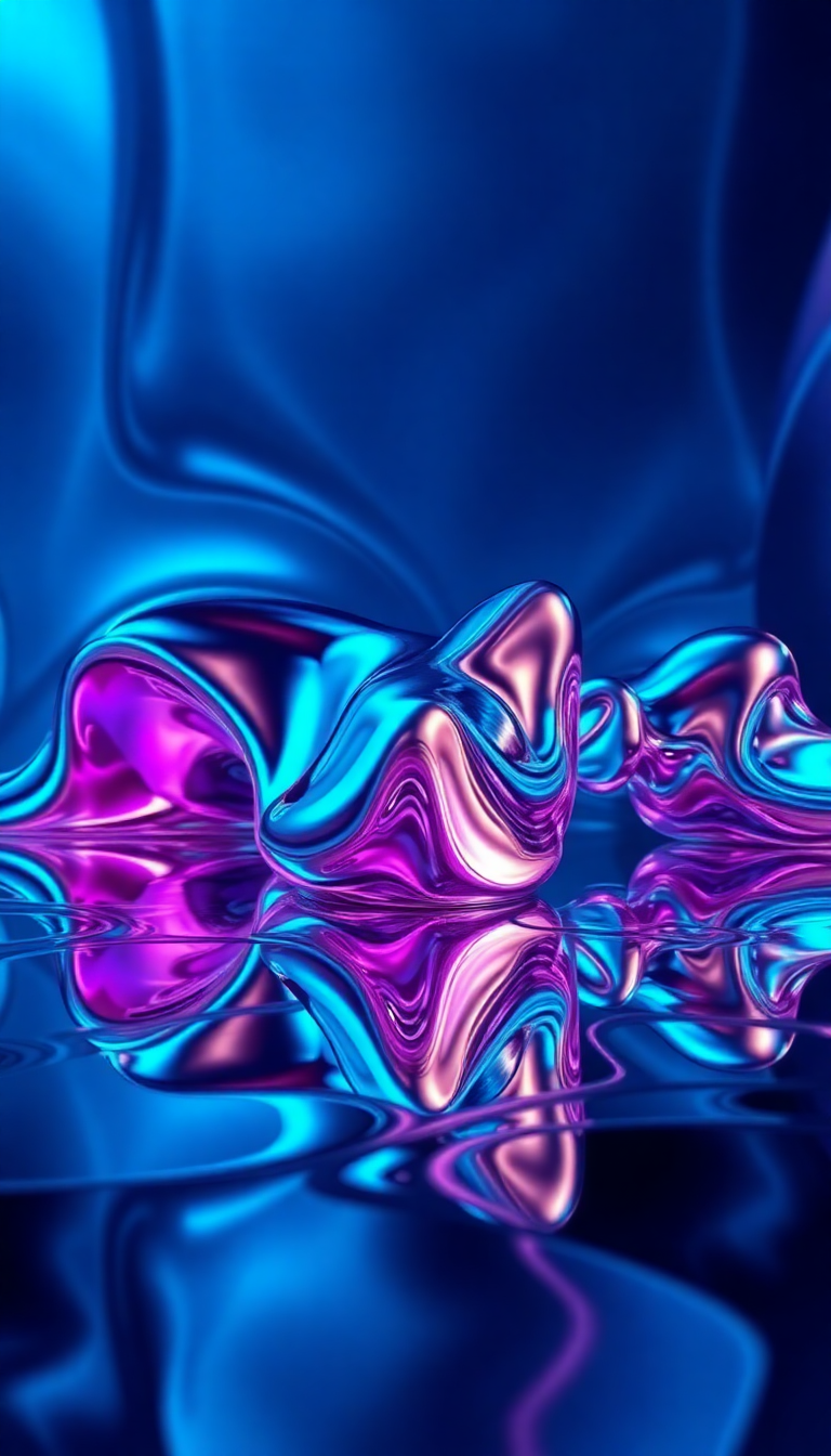 Liquid Chrome Morphing Vibrant HD Wallpaper