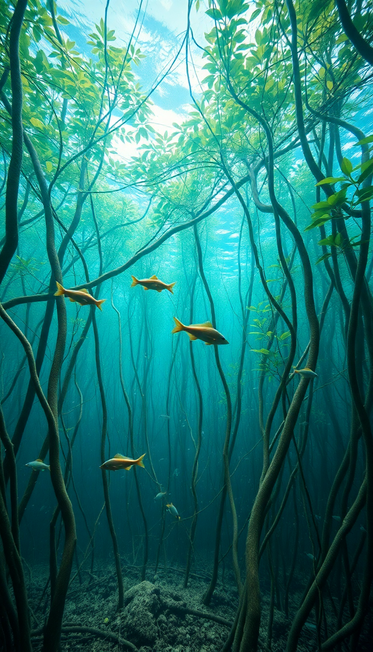 Nature Midnight Mangrove Forest Roots Wallpaper
