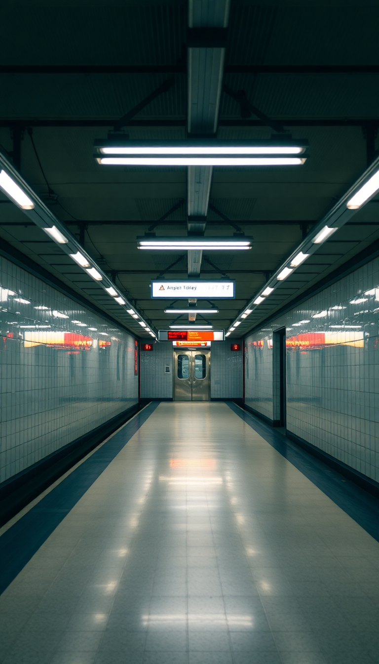 Spectacular Subway Station 3am Fluorescent Lights Wallpaper