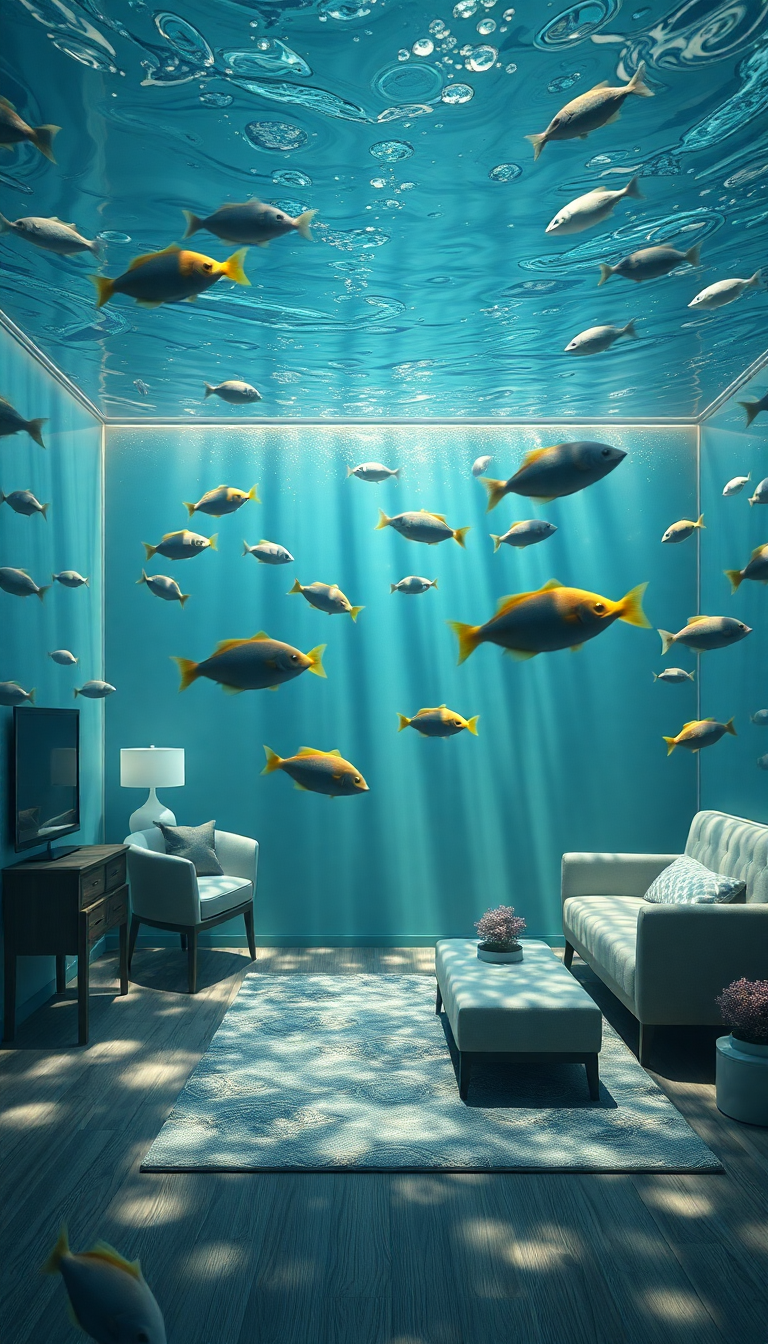 Digital art Fierce Underwater Furniture Floating Wallpaper