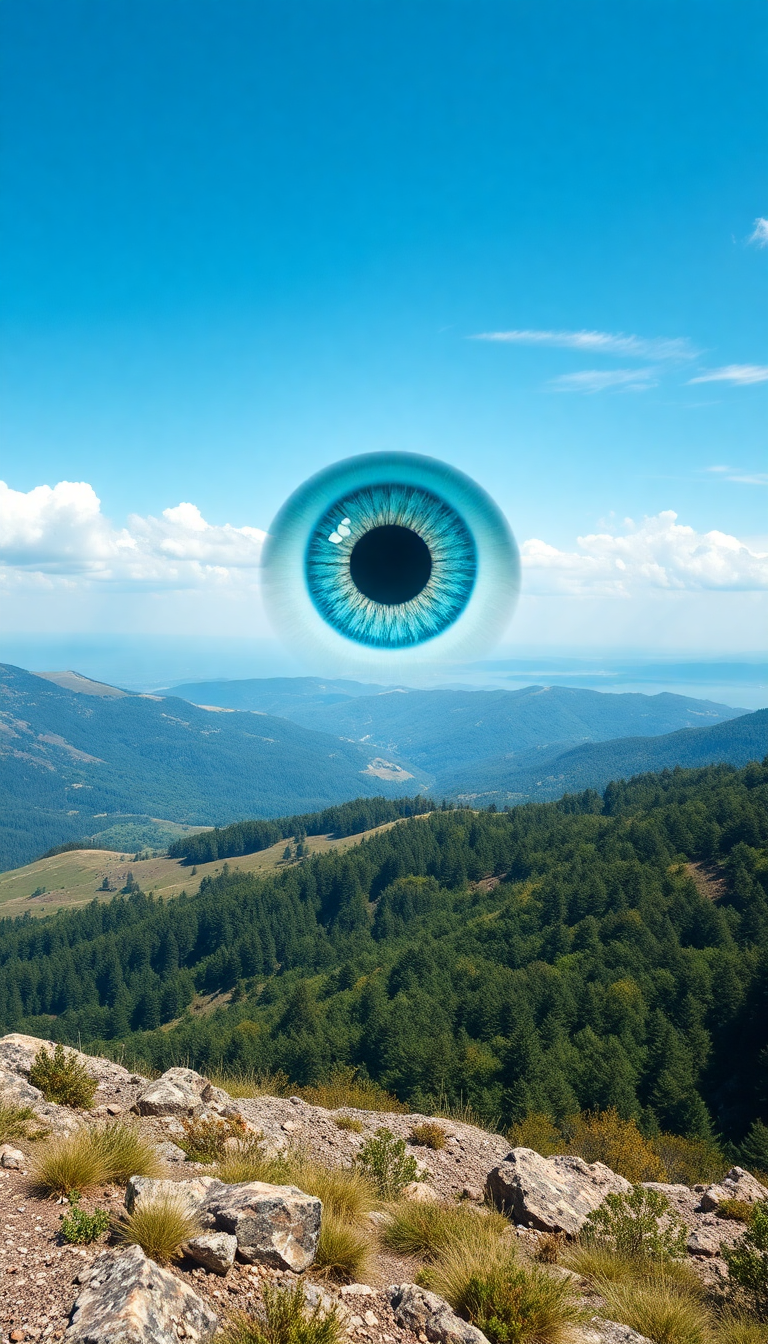 Enchanting Giant Eye Sky Watching Landscape Wallpaper