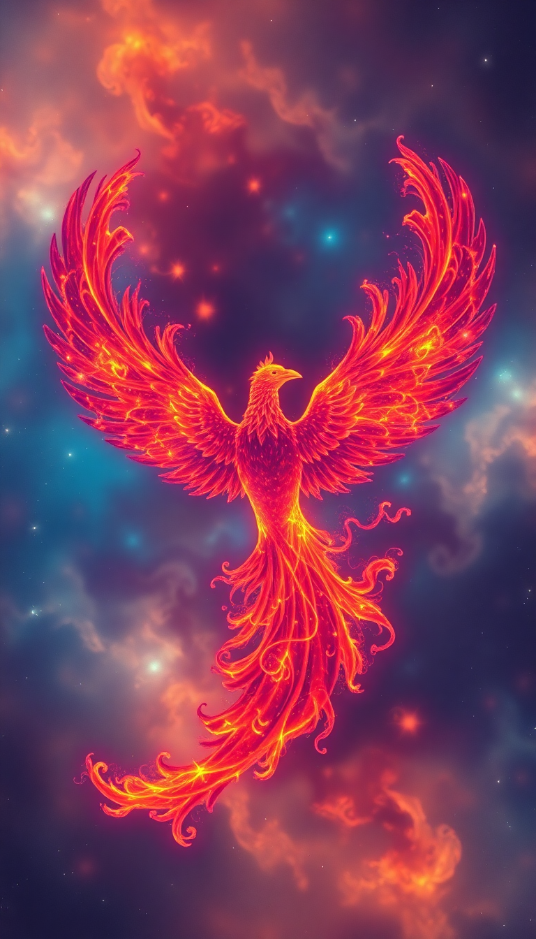 Nebula Shaped Like Phoenix Bird Cosmic Digital art Super Wallpaper
