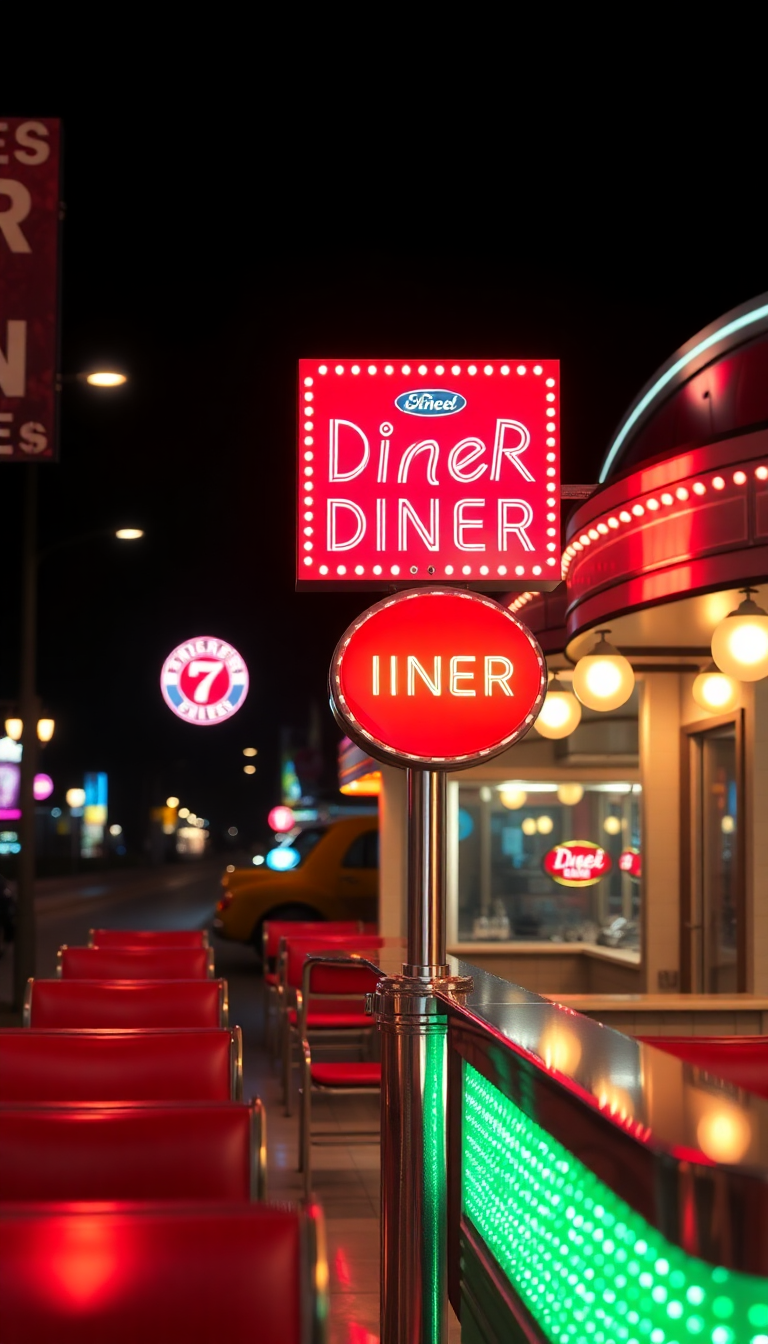 Moody Retro Neon Chrome Photorealistic Wallpaper