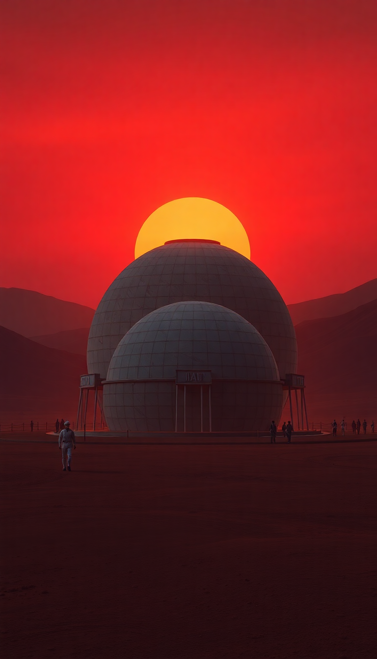 Mesmerizing Colony Dome At Sunset Digital art Wallpaper