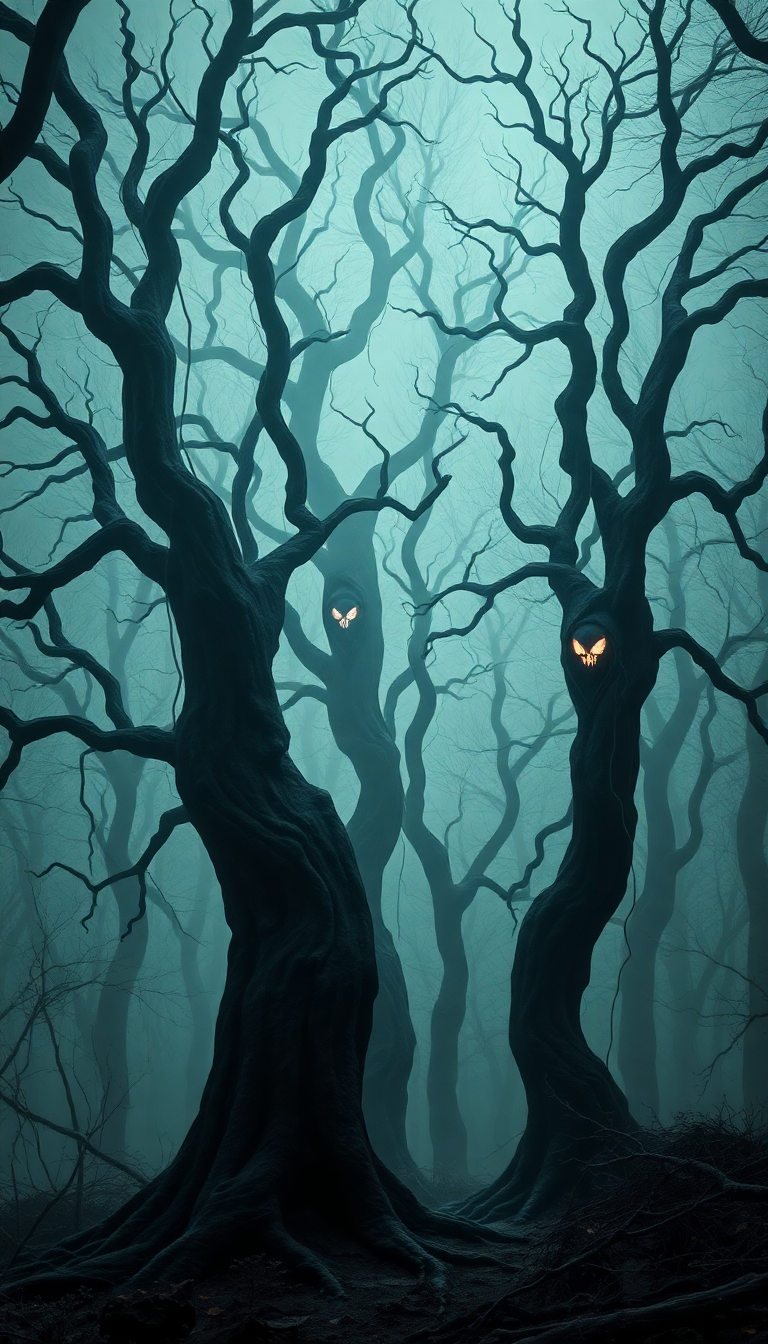 Surreal Trees Twisted Forest Enchanted Digital art Wallpaper