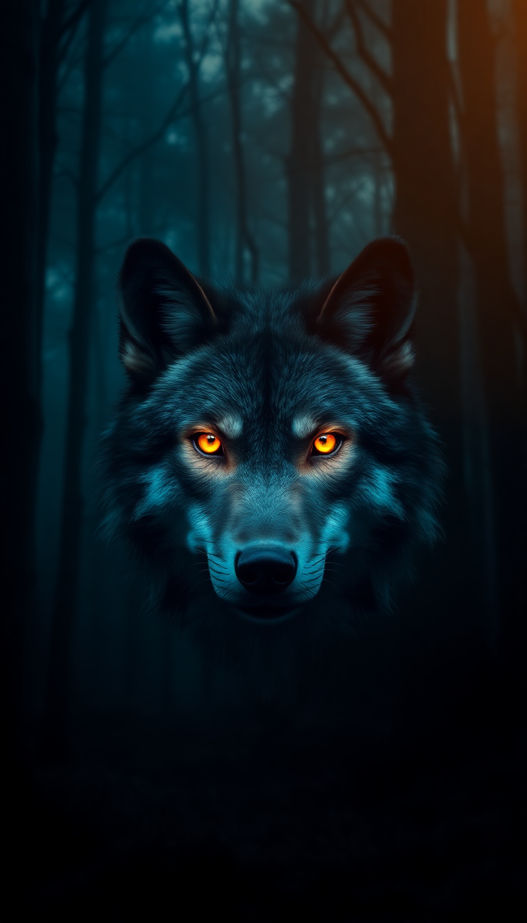 Eyes Glowing Dark Forest Dark Plus Wallpaper