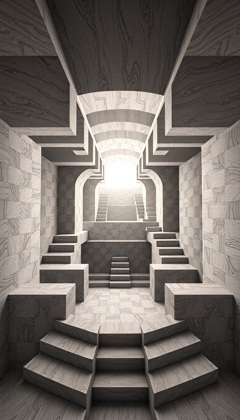 Abstract Arctic Impossible Geometry Escher Wallpaper