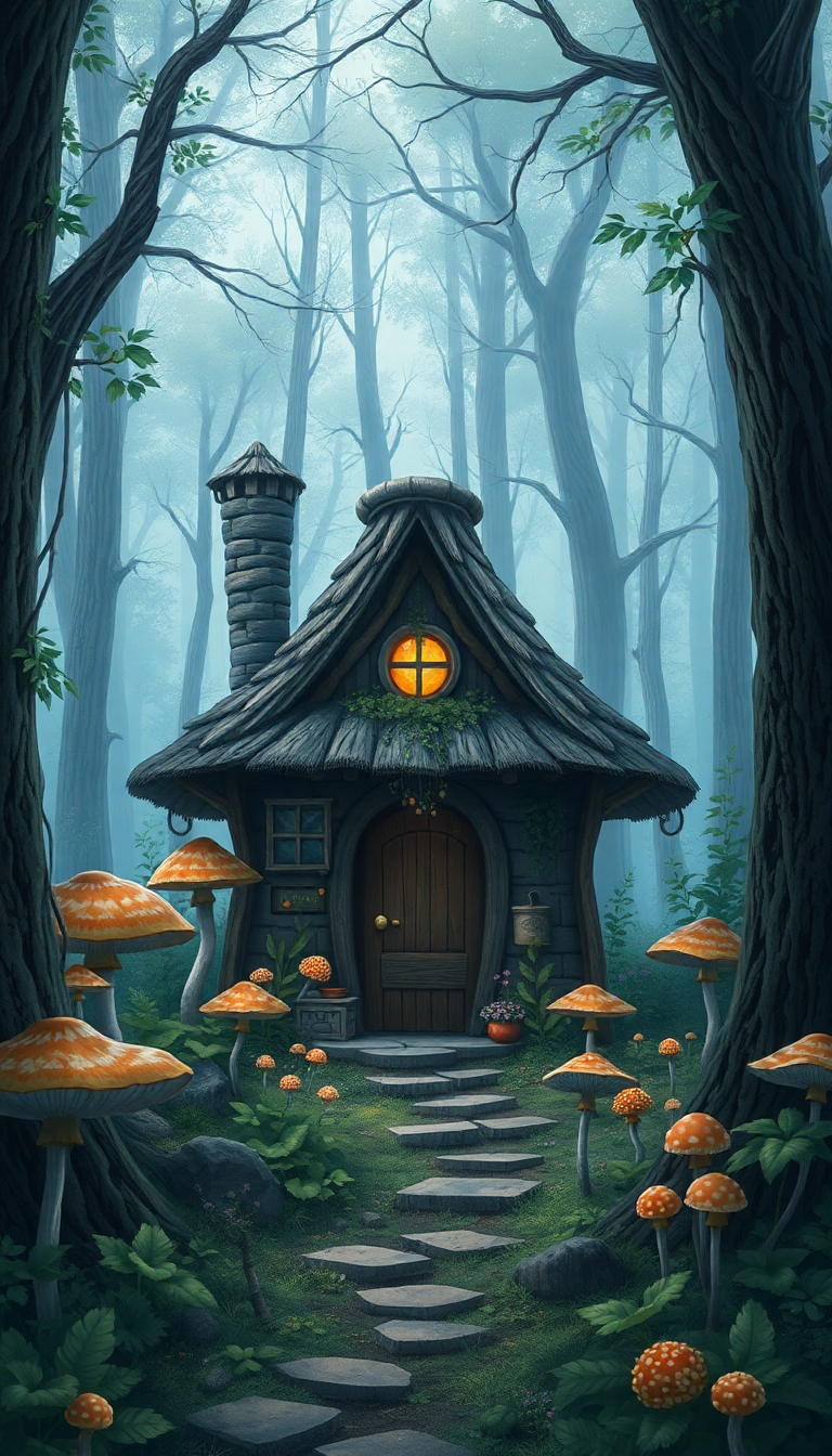 Witch Cottage In Neon HD Wallpaper
