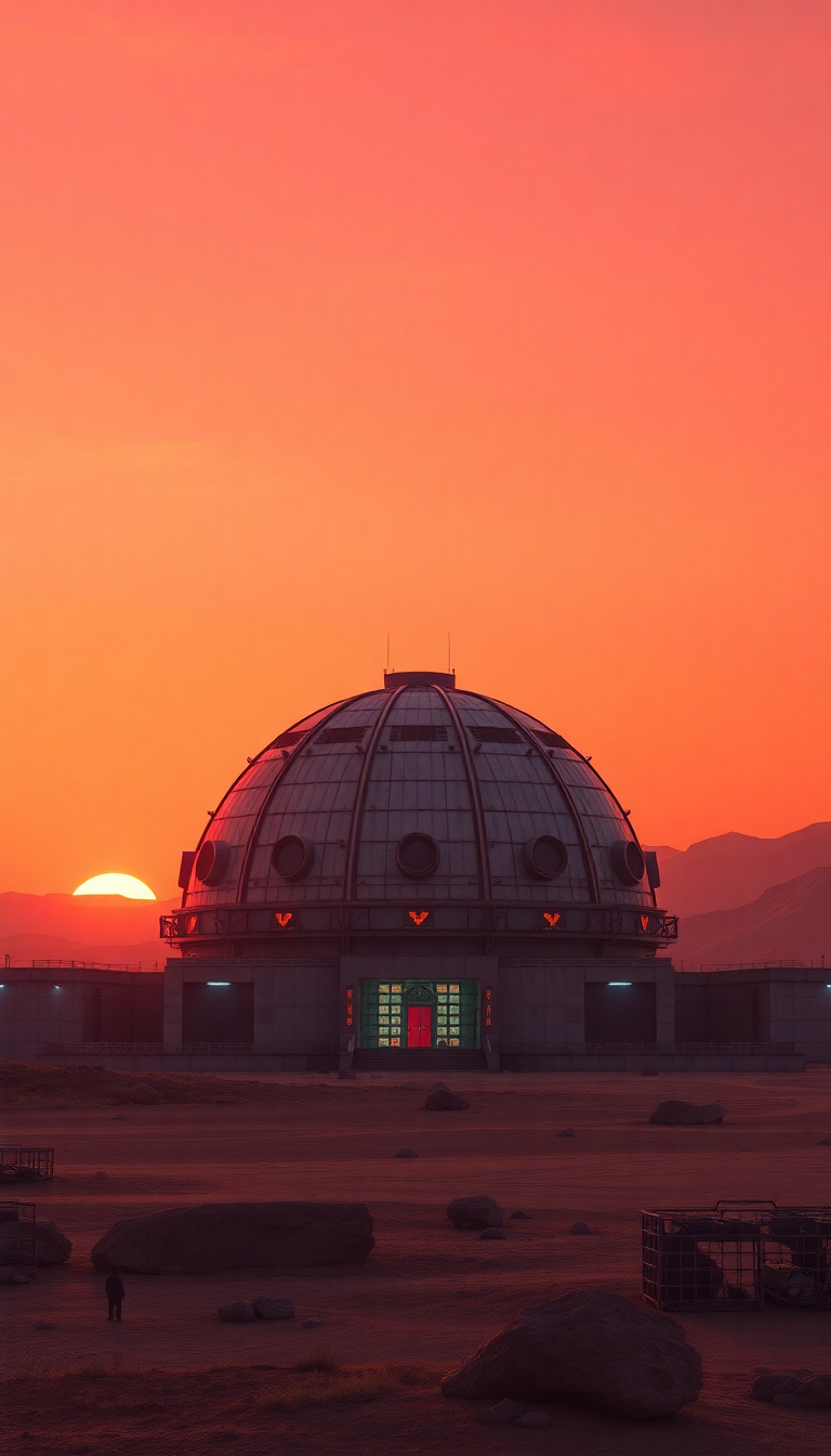 Mars Colony Dome Sunset Red Sky Digital art Fresh Wallpaper
