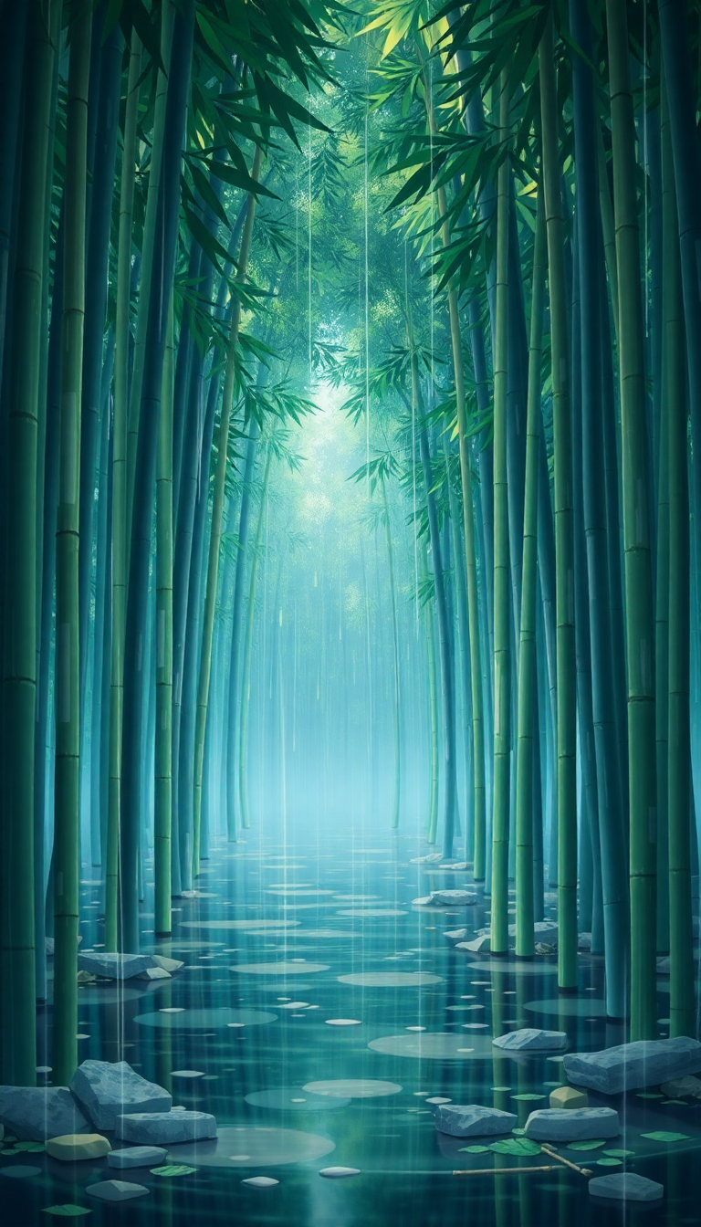 Monochrome Peaceful Anime Rain Forest Anime Wallpaper