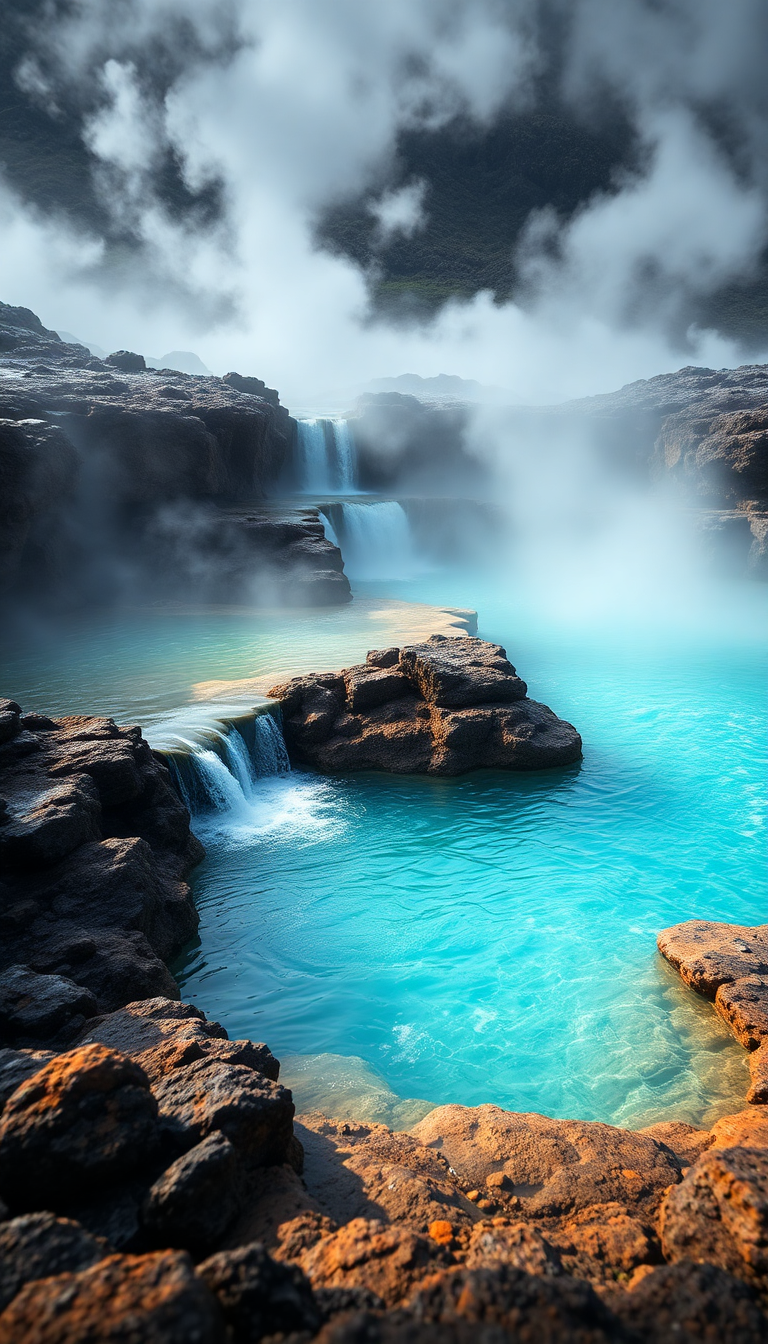 Fluid Rising Steam Springs Hot Photorealistic Wallpaper