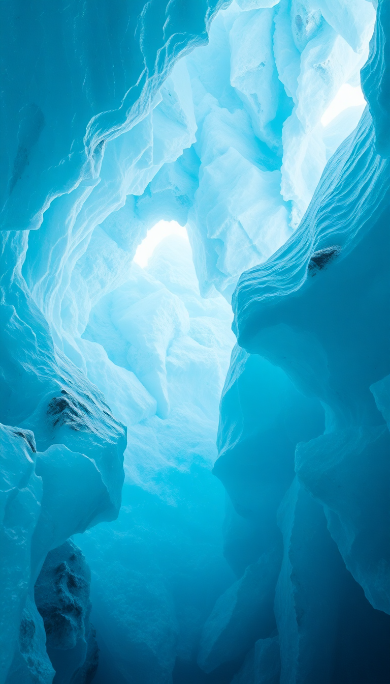 Glacial Ice Cave Blue Crystal Photorealistic Wallpaper