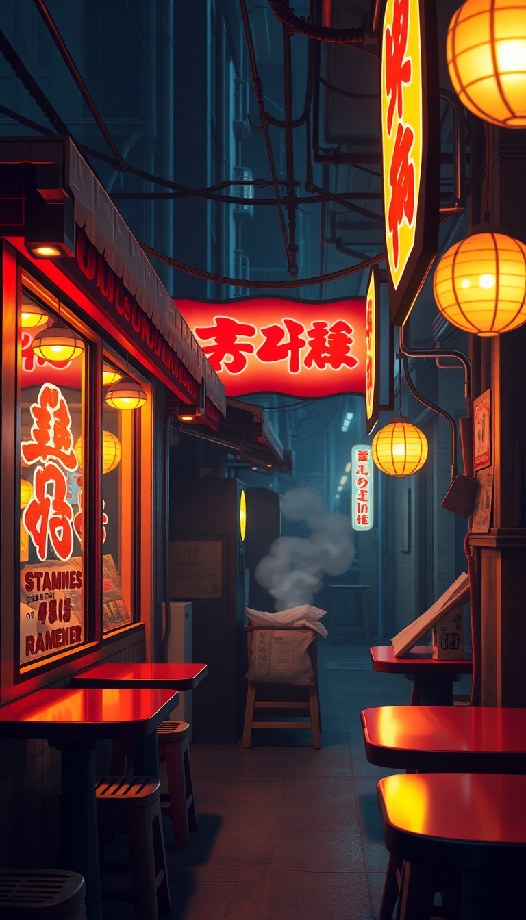 Cozy Ramen Shop At Night Anime Wallpaper