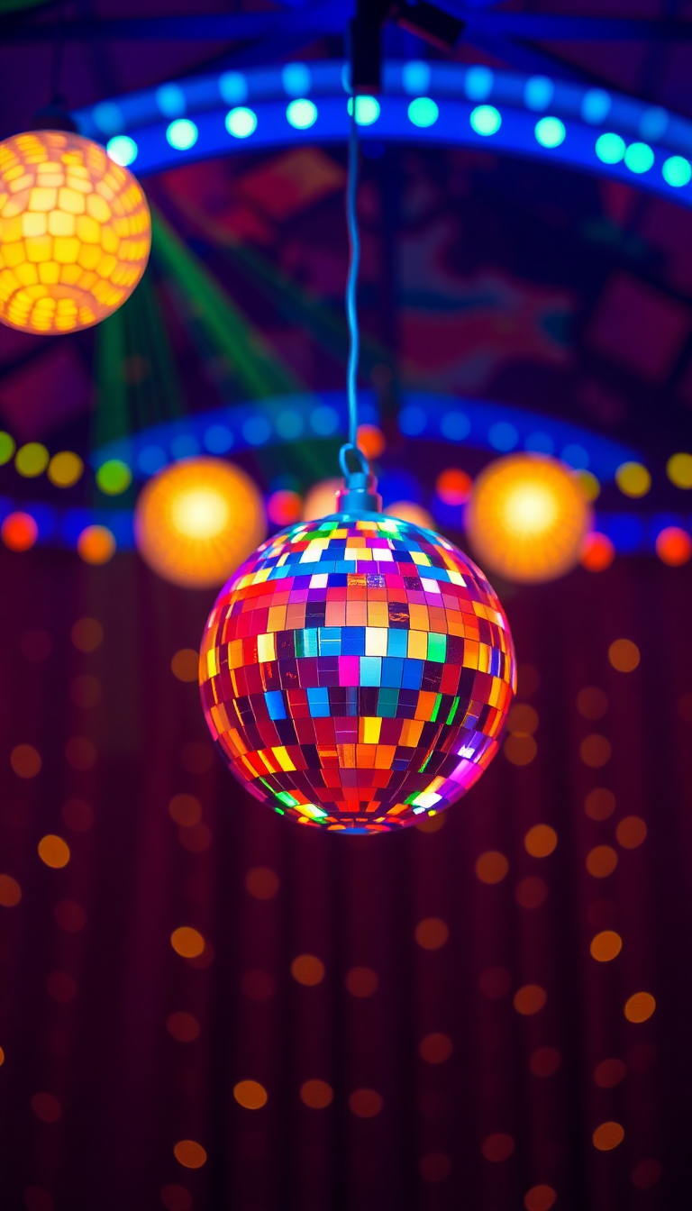 70s Disco Ball Lights Colorful Photorealistic Wallpaper