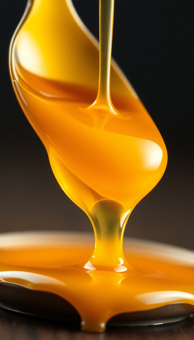 Honey Dripping From Spoon Golden Liquid Photorealistic Classic Wallpaper