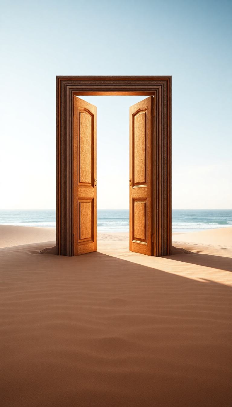 Luminous Door Alone Opening Digital art Wallpaper