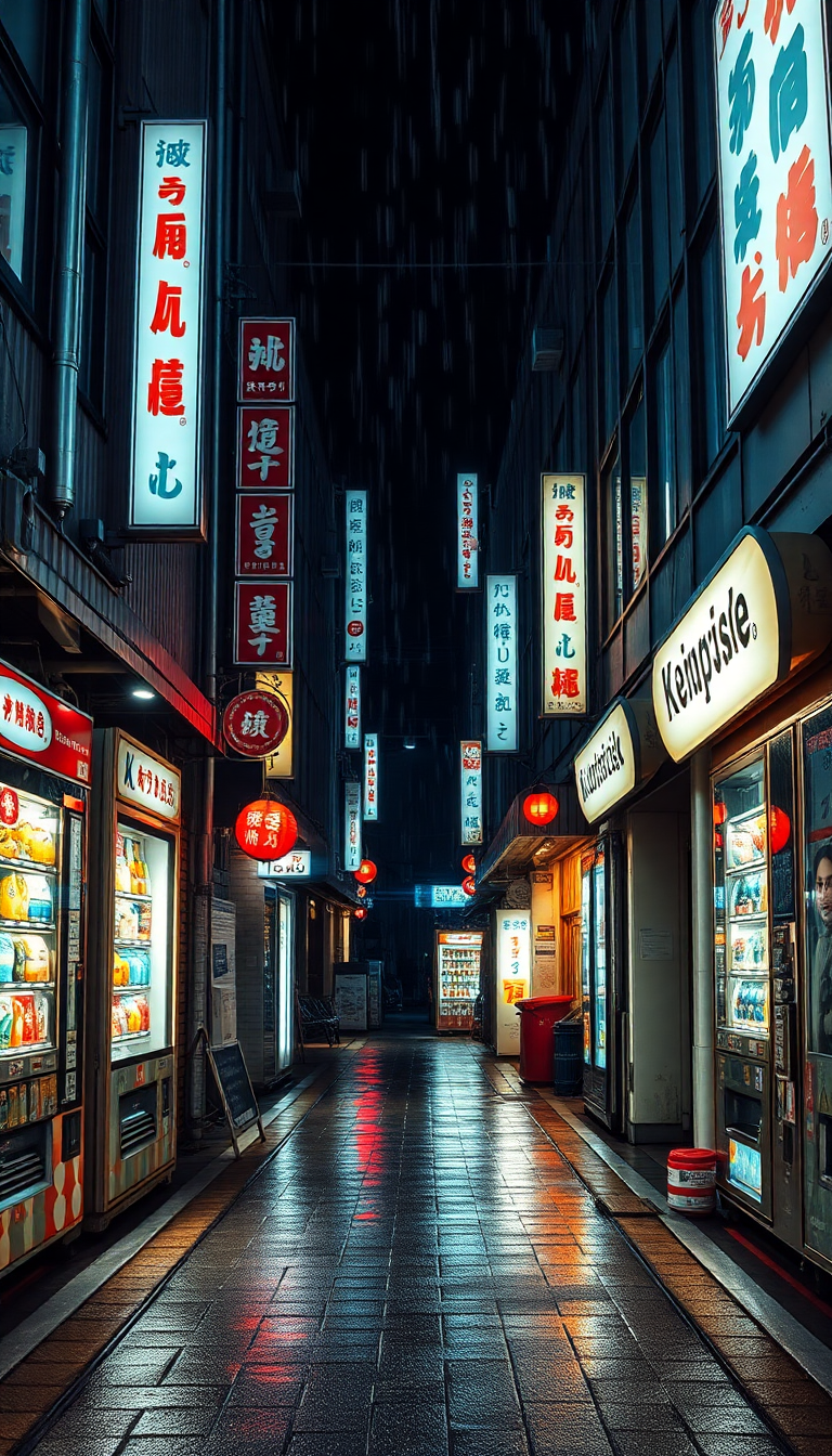 Fiery Tokyo Night Machines Rain Photorealistic Wallpaper