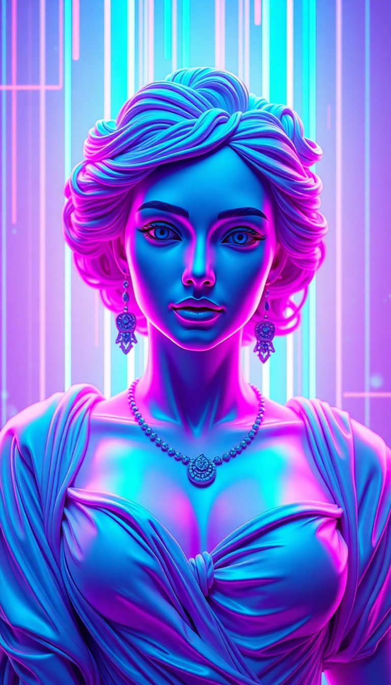 Rich Aesthetic Glitch Bust Roman Digital art Wallpaper