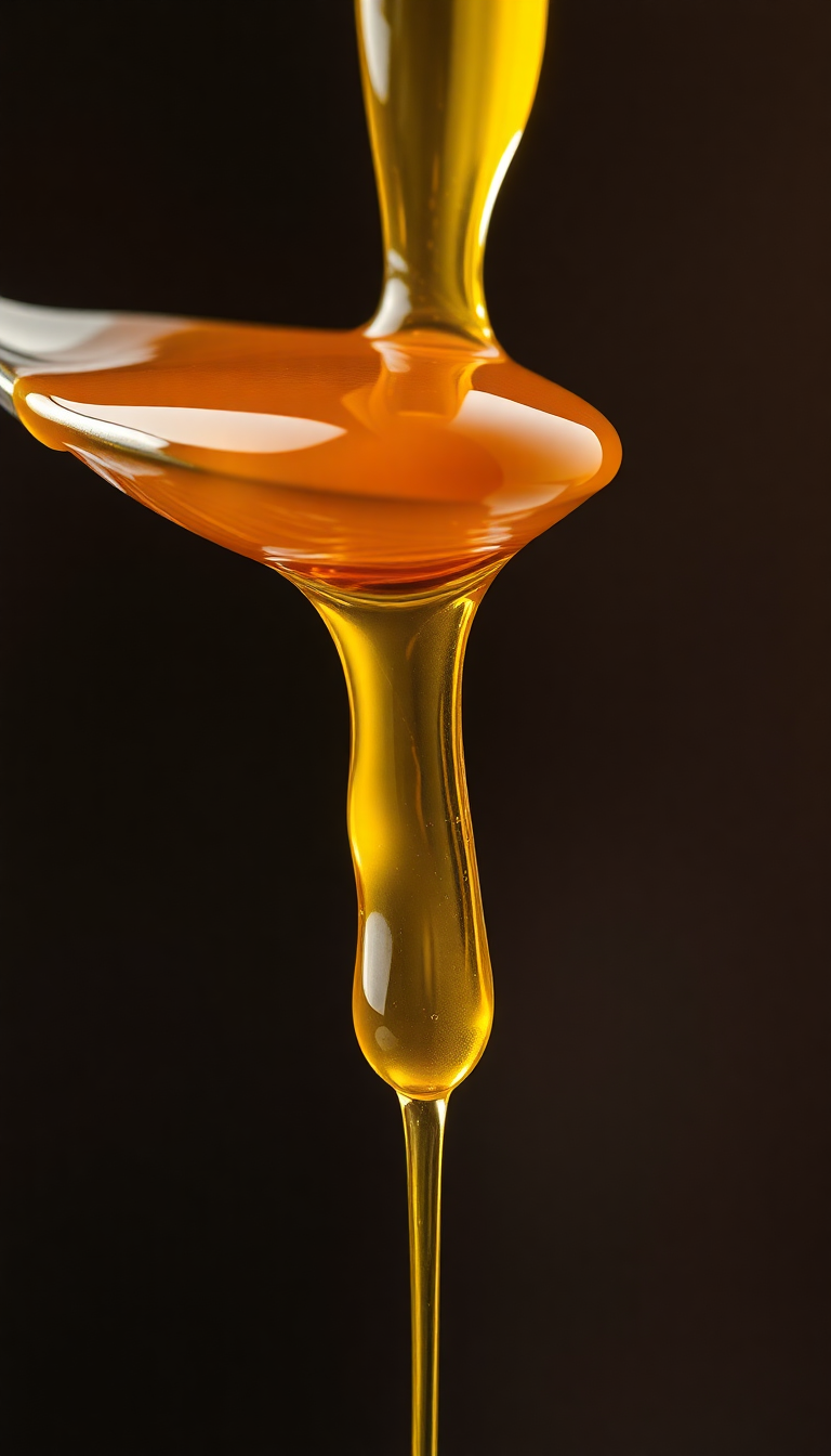 Honey Dripping From Spoon Golden Photorealistic Wallpaper