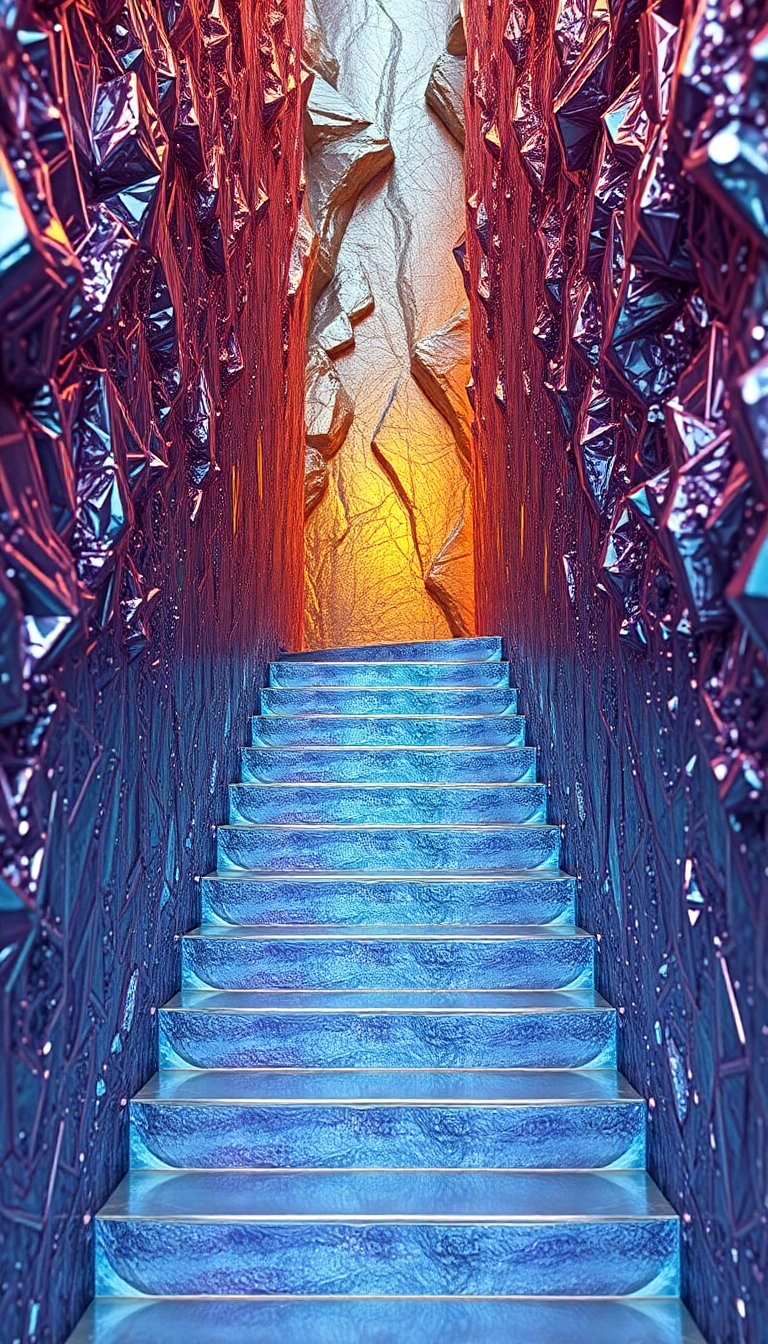 Bismuth Crystal Formation Rainbow Metallic Photorealistic Wallpaper