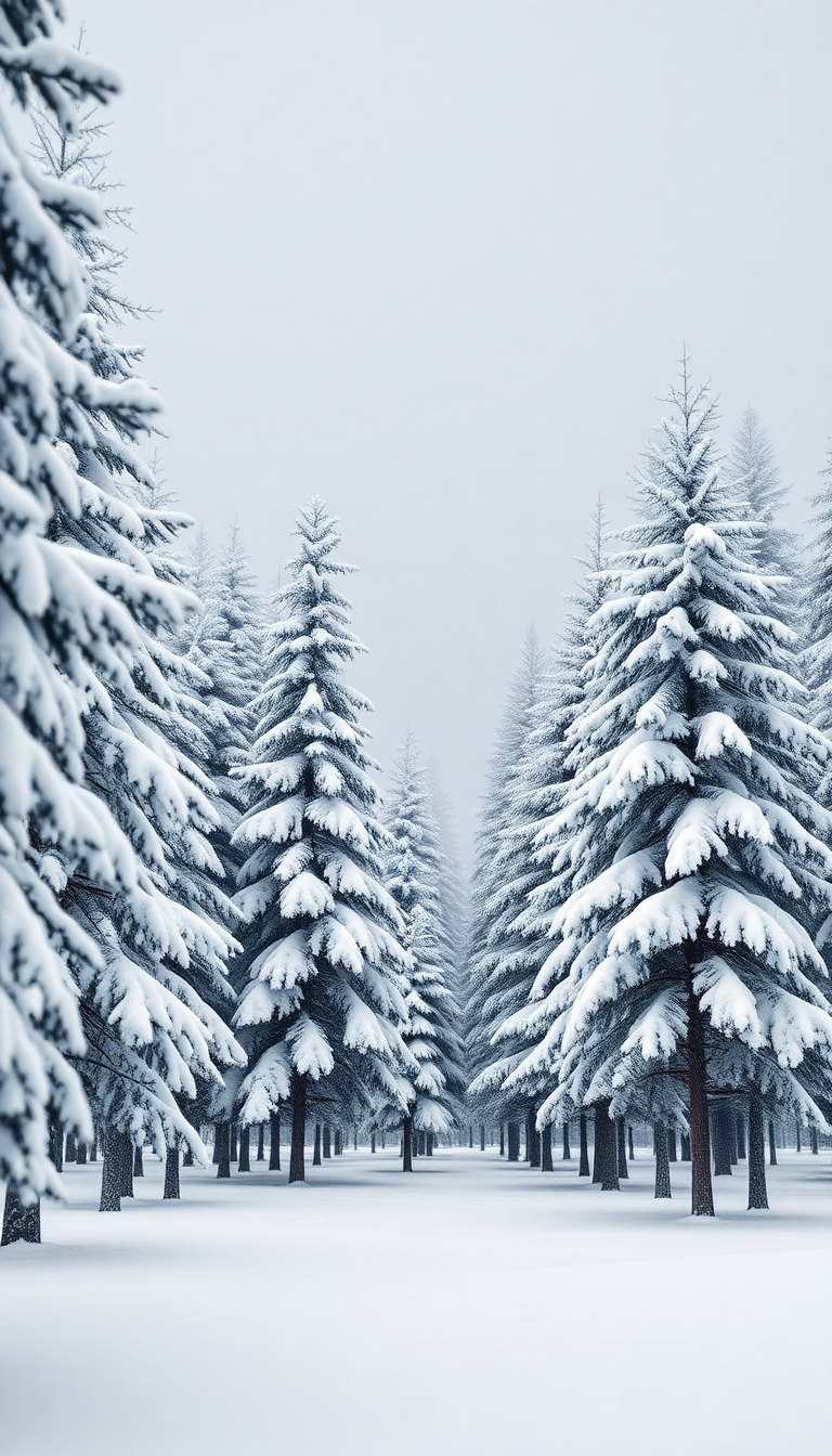 Winter First Snow Pine Trees Photorealistic Wallpaper