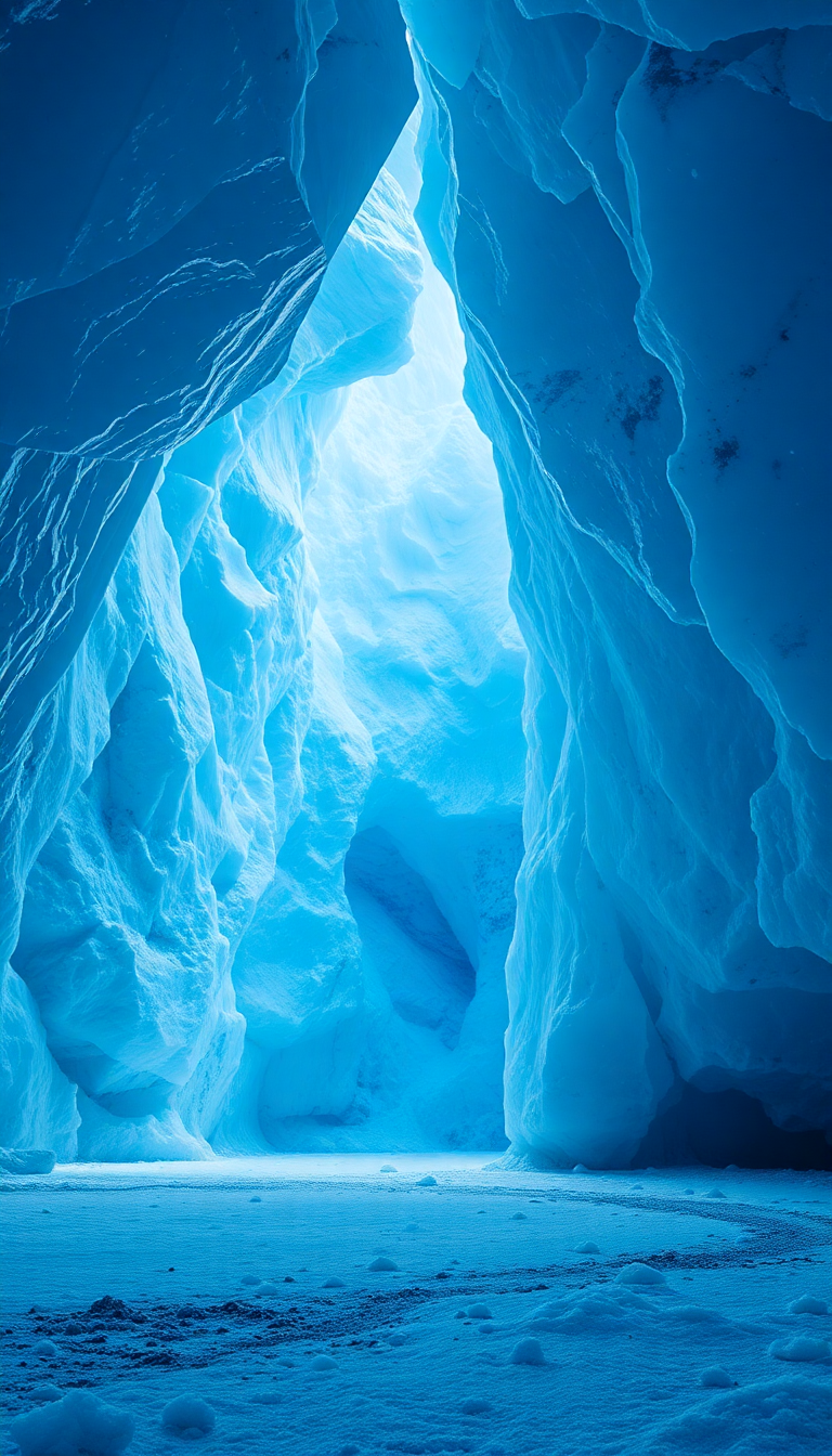Glacial Ice Cave Blue Crystal Photorealistic Wallpaper