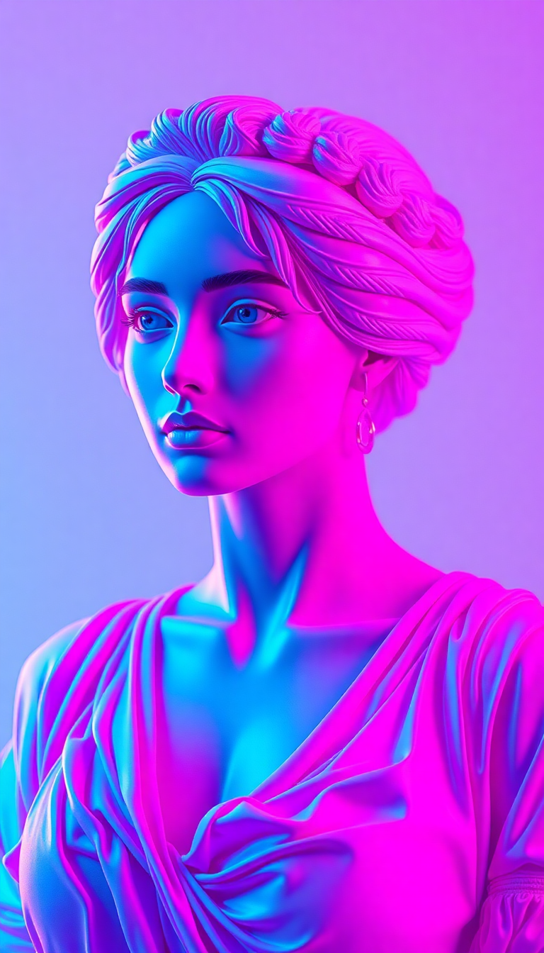 Holographic Vaporwave Roman Bust Glitch Aesthetic Wallpaper