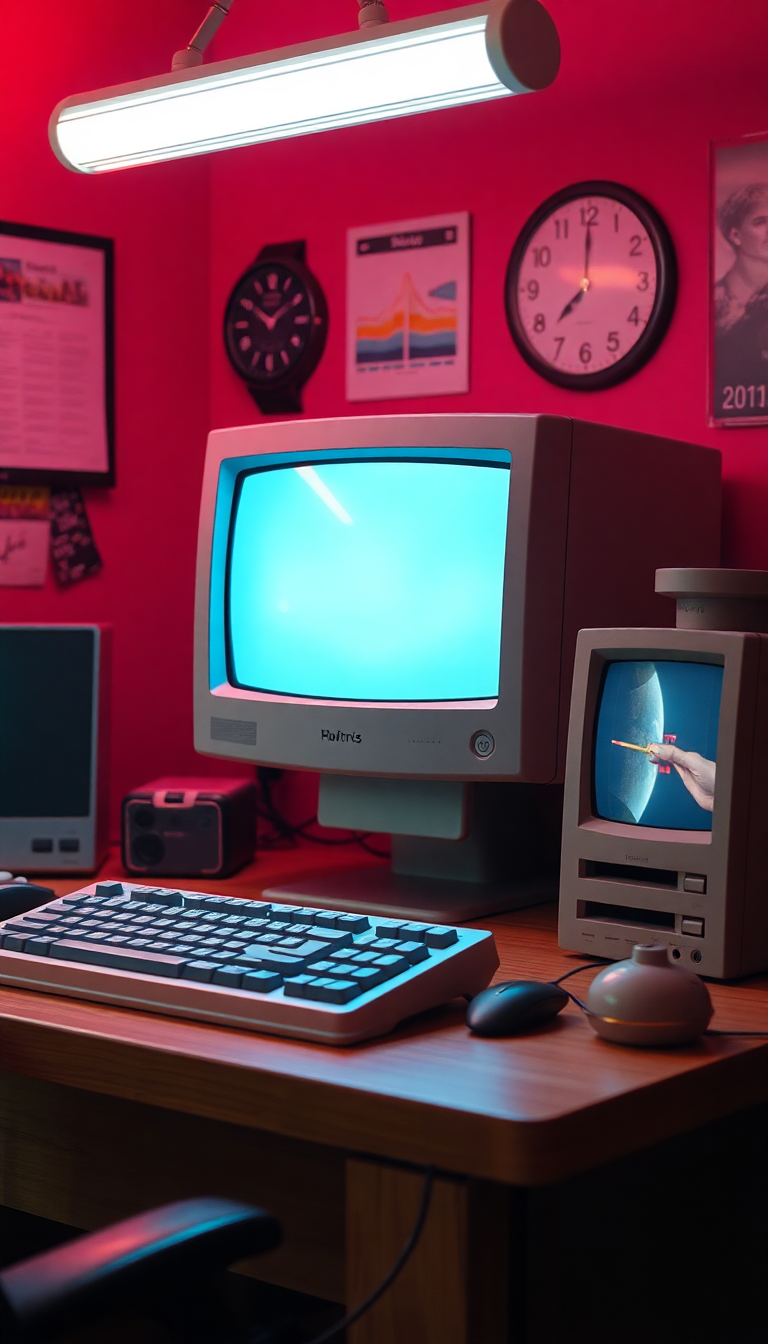 Photorealistic Majestic Computer Setup 90s Wallpaper