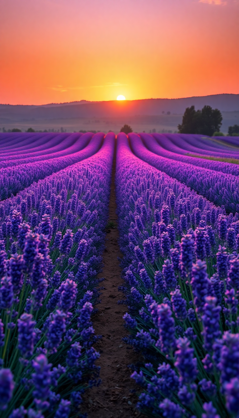 Wild Golden Hour Purple Rows Wallpaper