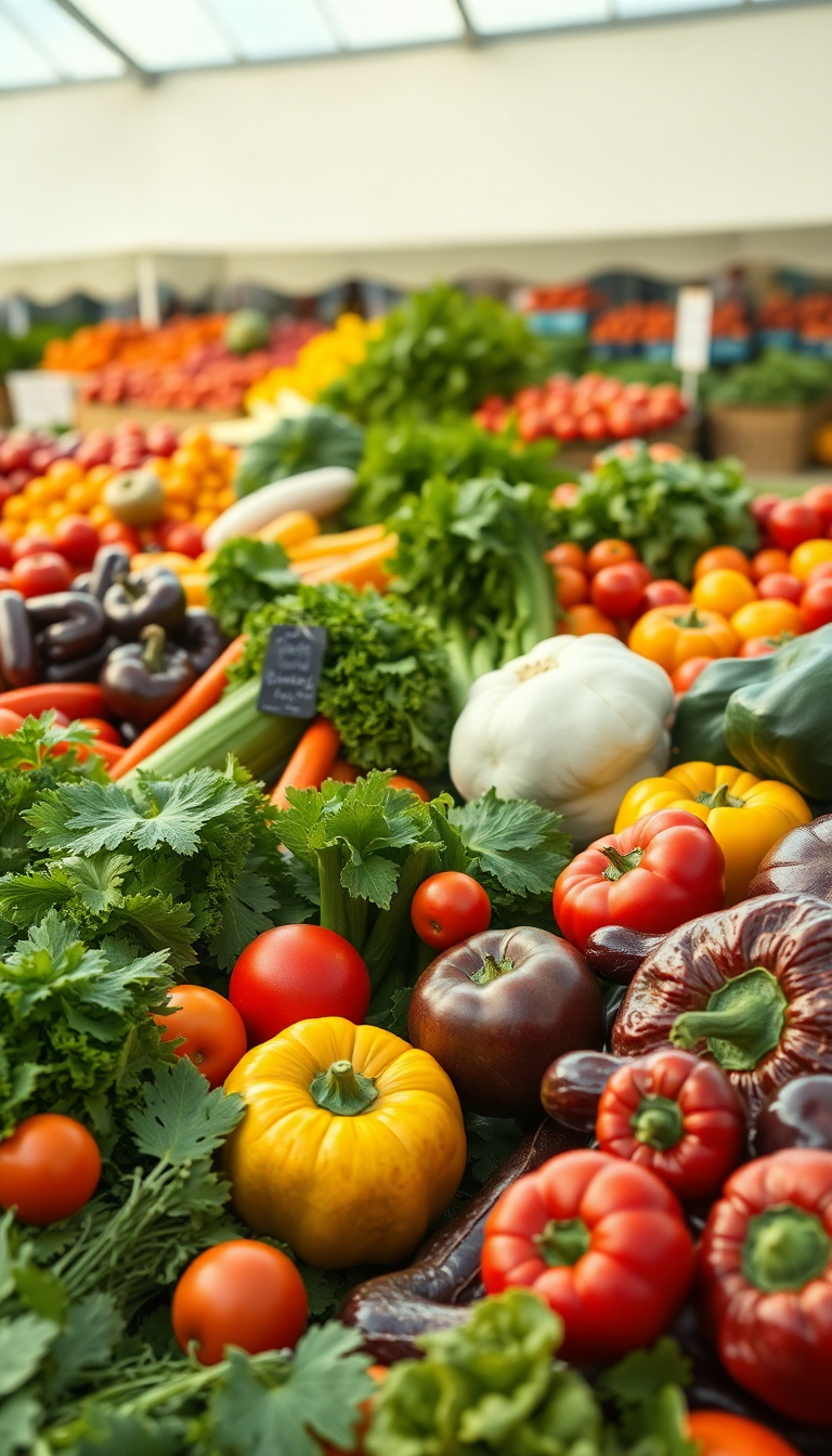 Geometric Market Produce Colorful Vegetables Photorealistic Wallpaper