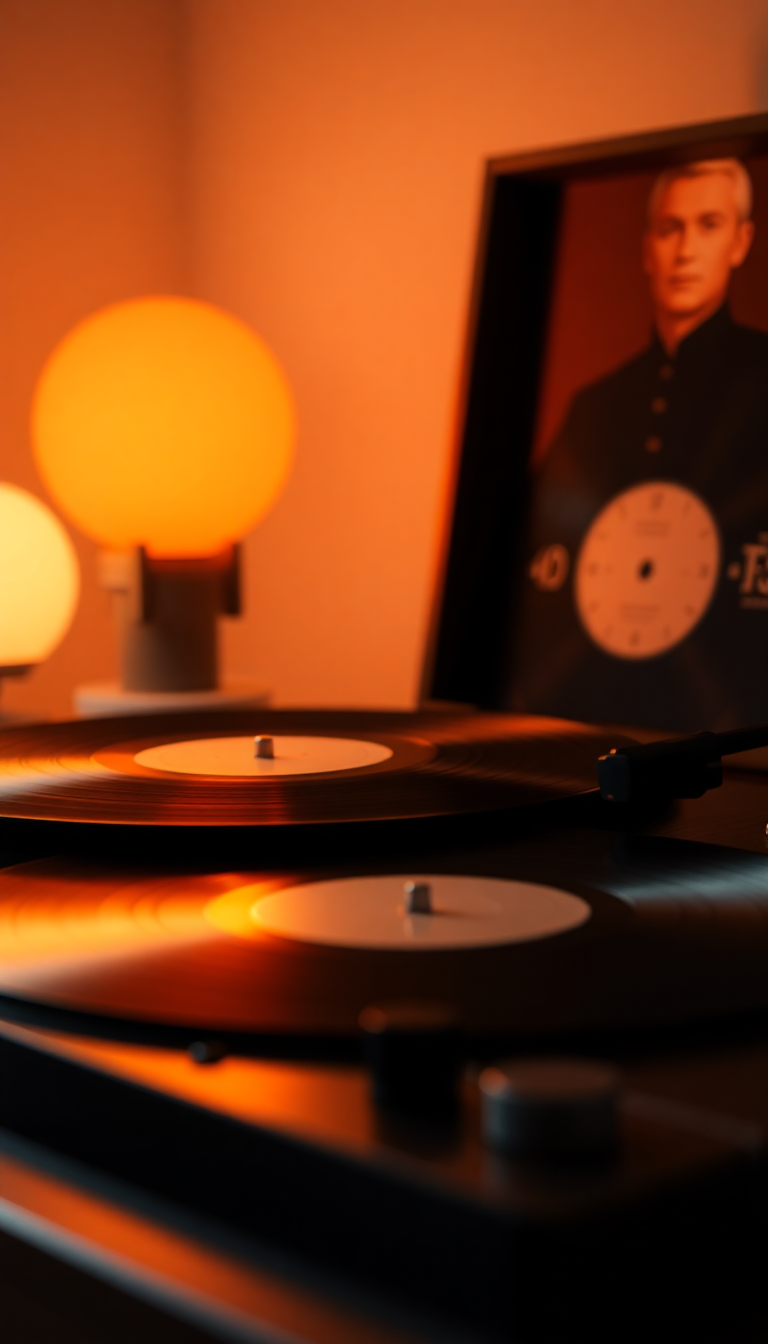 Oceanic Vinyl Player Lighting Photorealistic Wallpaper