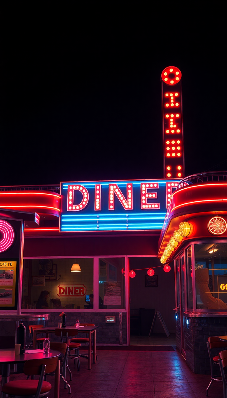 Photorealistic Sharp Diner Neon Signs Wallpaper