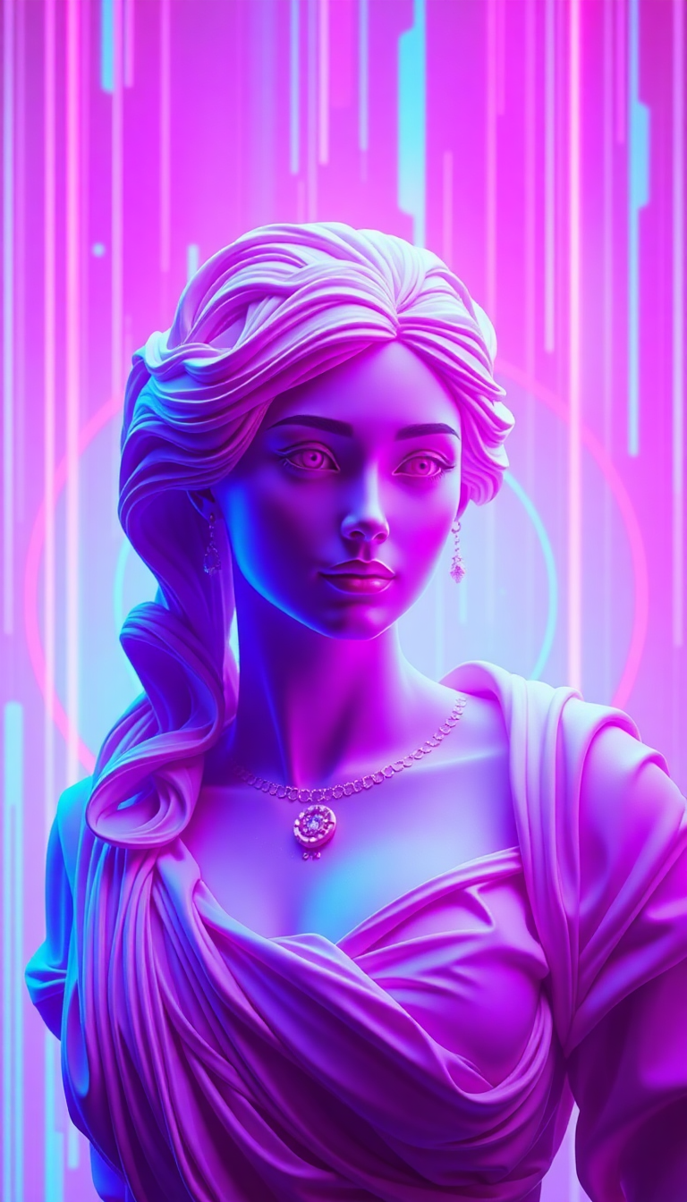 Vaporwave Roman Bust Gentle HD Wallpaper