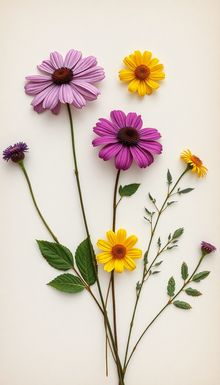 Pressed Flowers In Journal Vintage Aesthetic Wallpaper