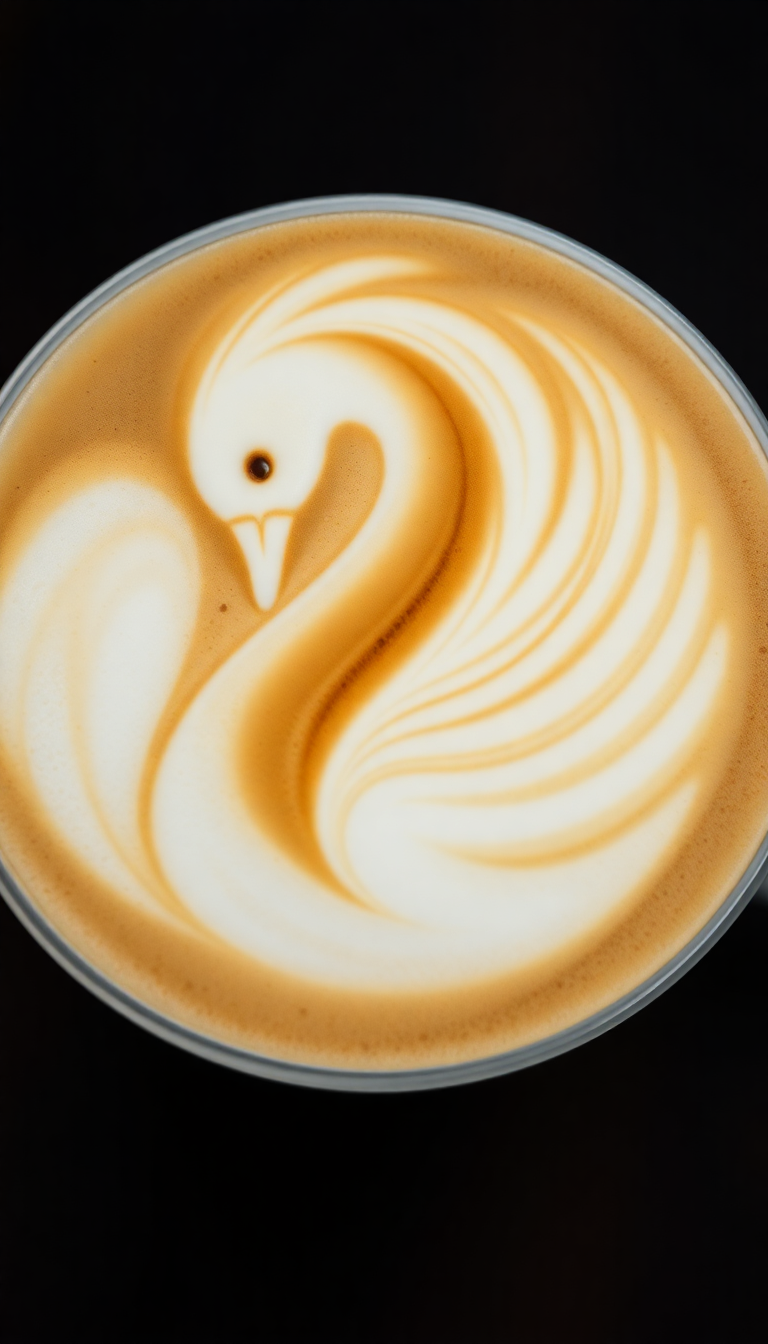 Perfect Latte Art Swan Milk Photorealistic Wallpaper