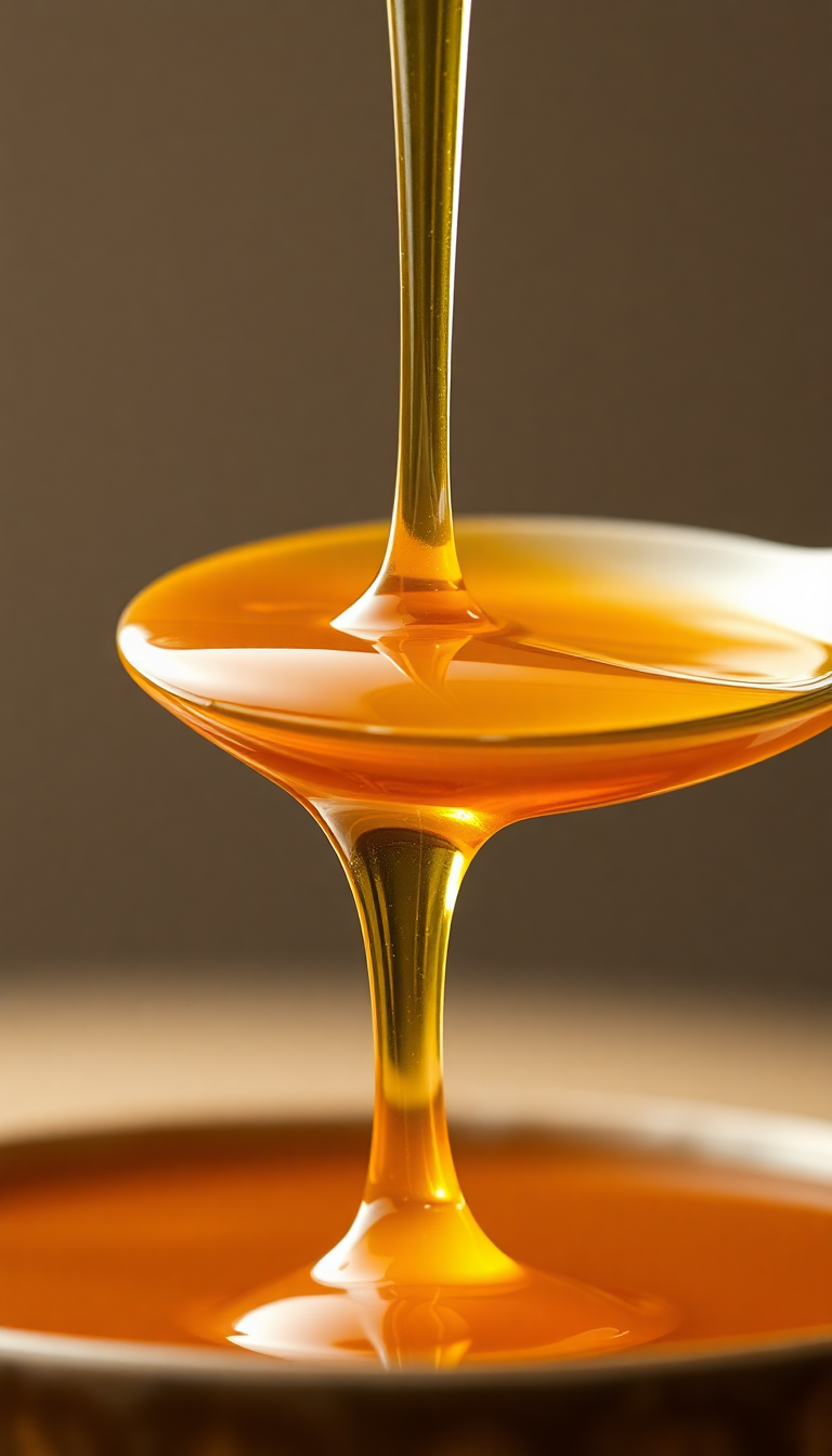 Honey Dripping From Spoon Golden Photorealistic Wallpaper