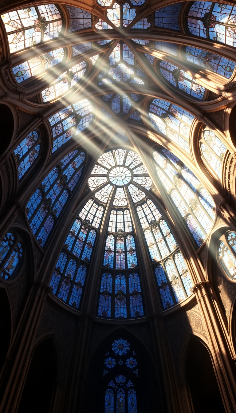 Splendid Light Glass Stained Ceiling Photorealistic Wallpaper