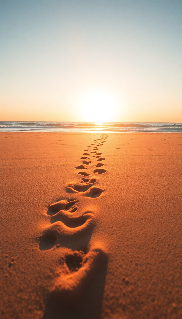 Golden Hour Footprints Sand Aesthetic Enhanced Wallpaper